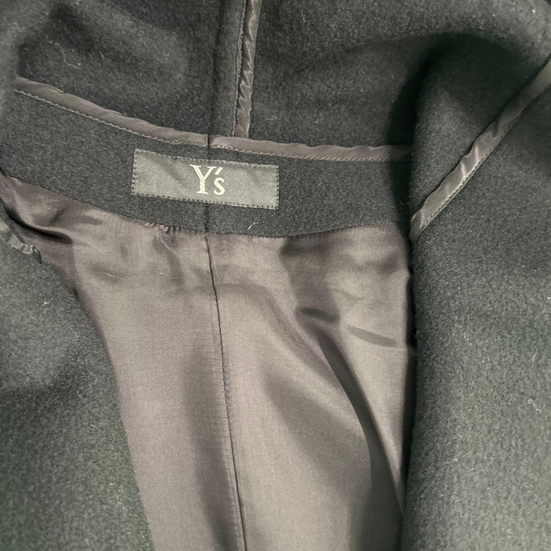 【やーまん/Y's】フード付き黒ウールコート