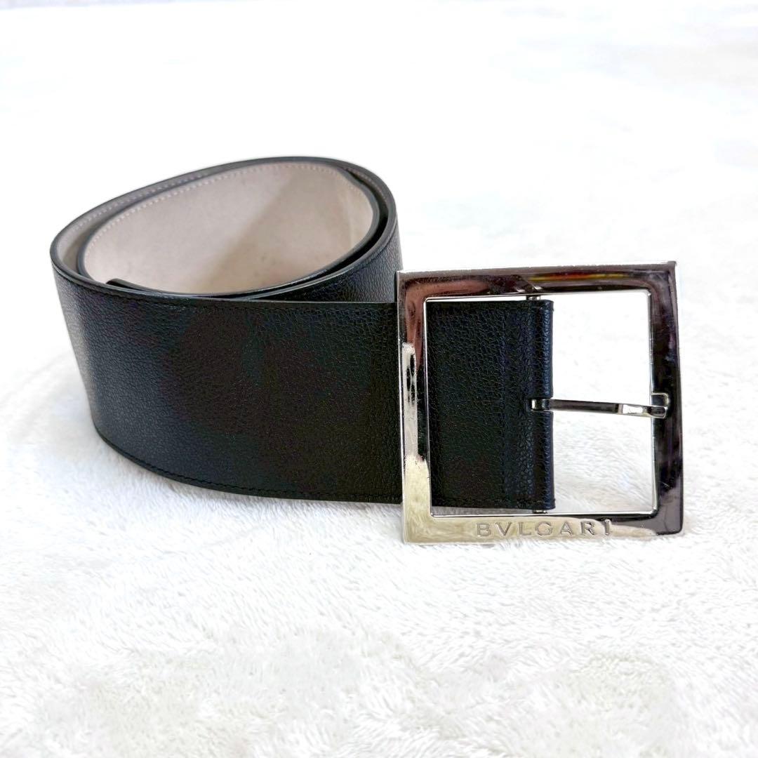 ブルガリ レザー ベルト 黒 太ベルト 本革BVLGARI