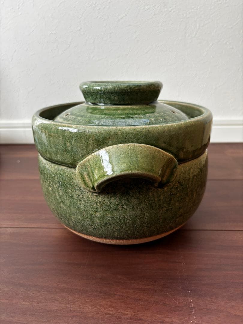 【未使用】カネフサ製陶　ごはん鍋大　織部