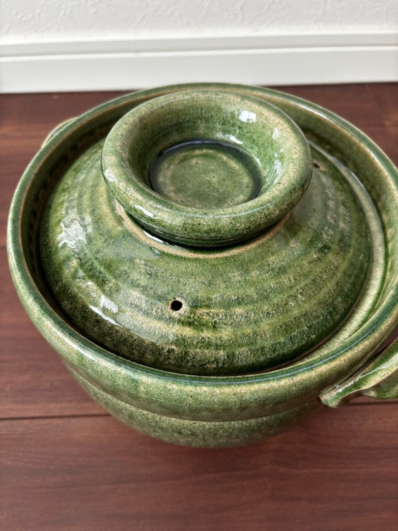 【未使用】カネフサ製陶　ごはん鍋大　織部