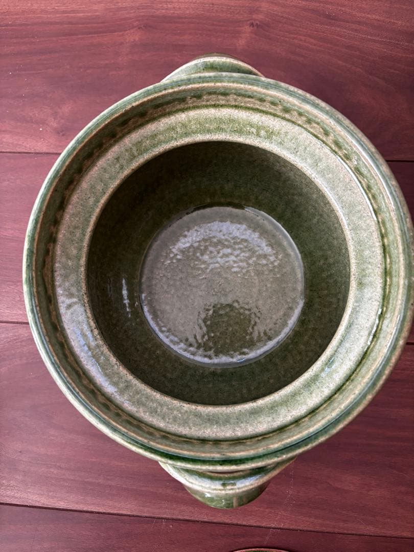 【未使用】カネフサ製陶　ごはん鍋大　織部