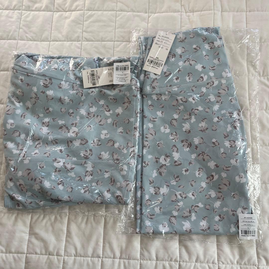 SUKALA Lサイズ新品タグ付プチフルールショートタンクトップ、レギンスセット