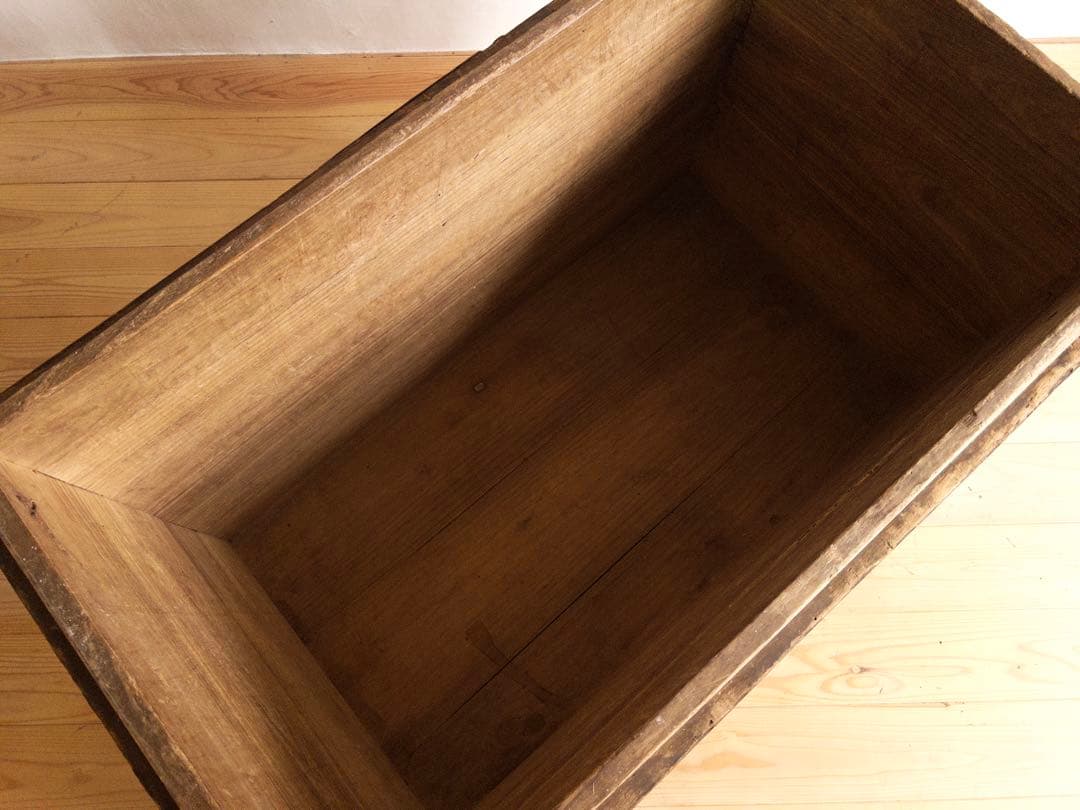 大型　無垢　木箱　M066 高さ約73㎝　店舗什器　ディスプレイ台　古道具