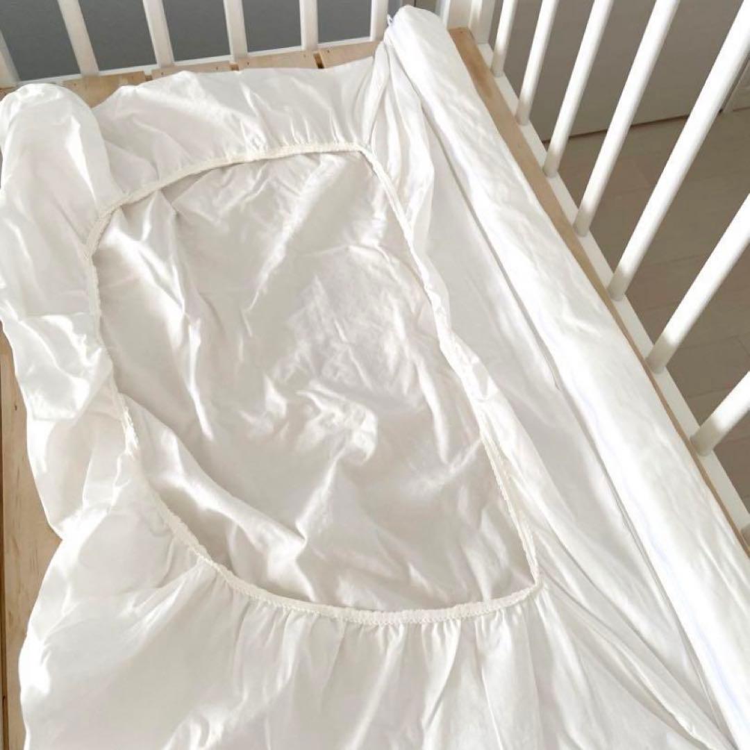 大和屋　ベビーベッド　そいねーるミニ　ホワイト　サポートベルト　マットレス付き