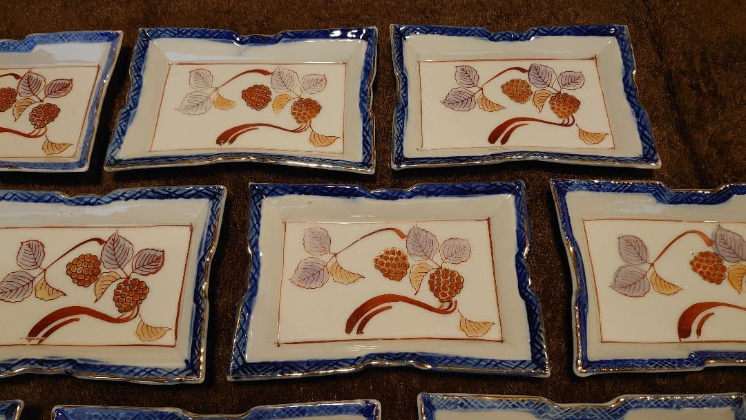 古伊万里　伊万里　色絵　角皿　菓子皿　１０客