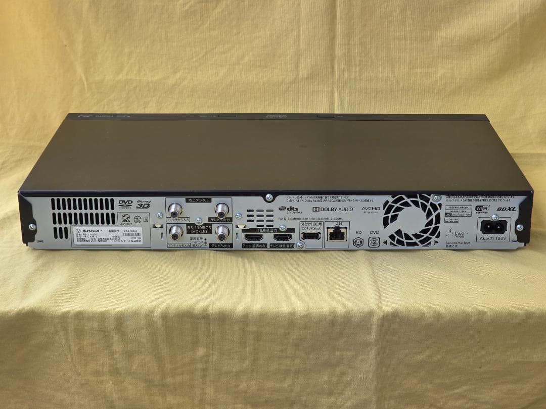 SHARP AQUOS BD4Kレコーダー4B-C10BT3 2019年製 整備