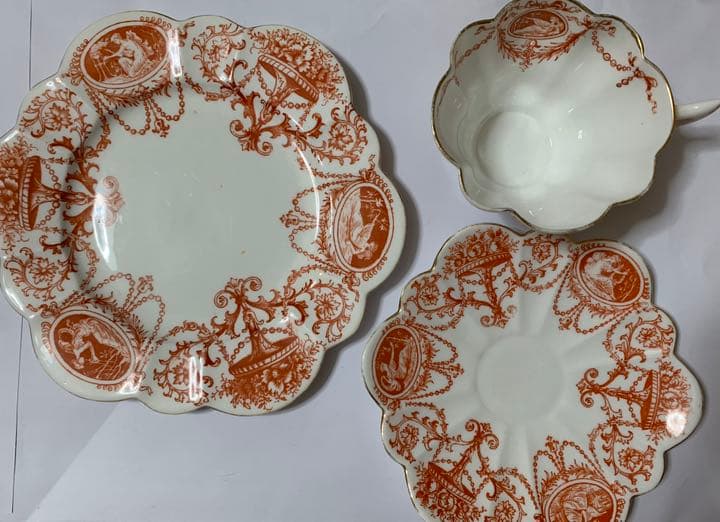 アンティーク　ワイルマン　カメオトリオ　赤