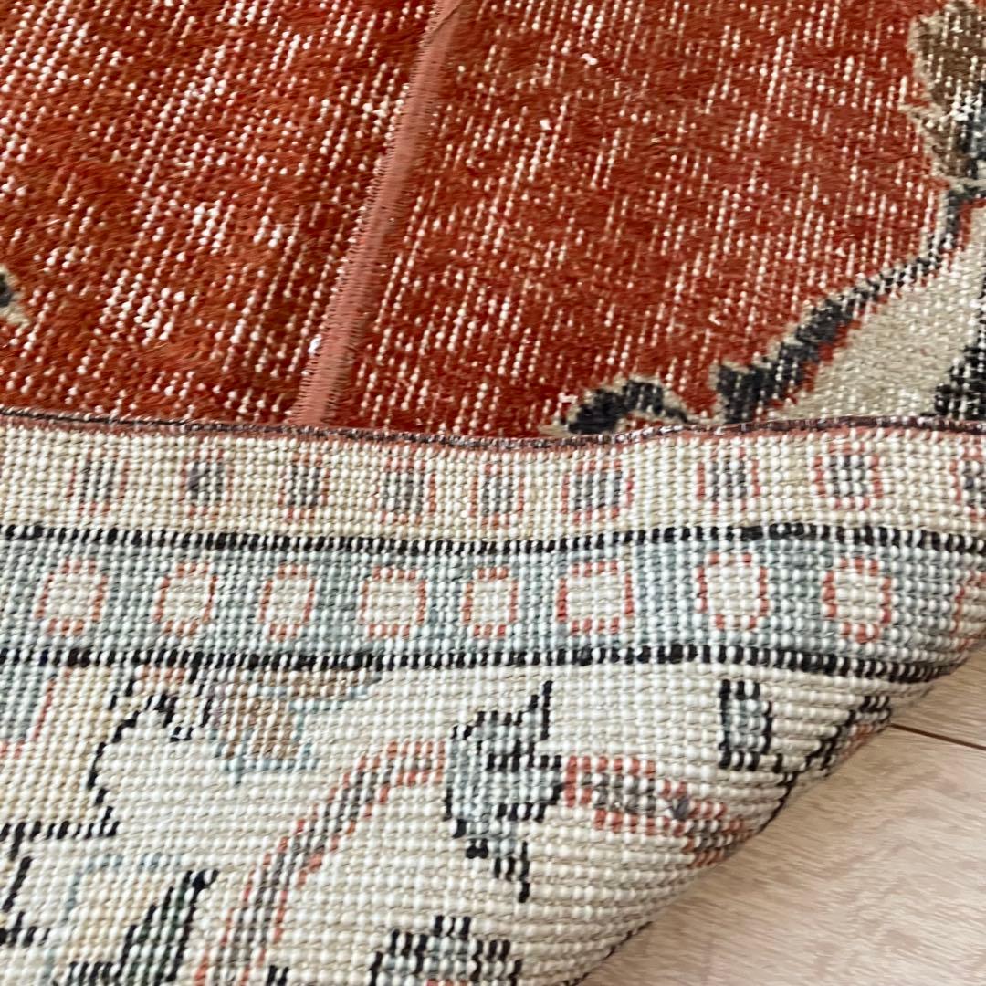 オレンジ✳︎65×187 ブルー　パッチワークランナー　トルコヴィンテージラグ