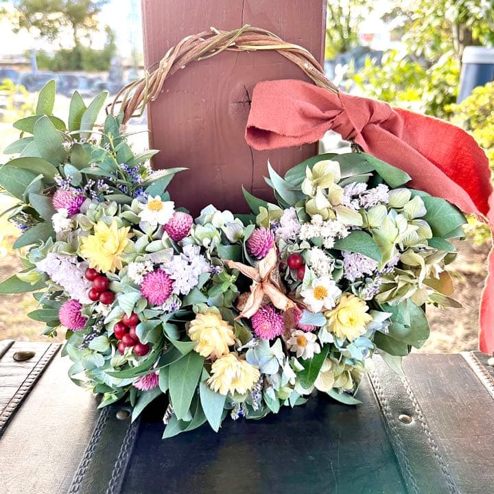 ユーカリ　紫陽花　リース