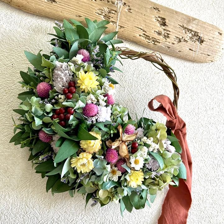 ユーカリ　紫陽花　リース