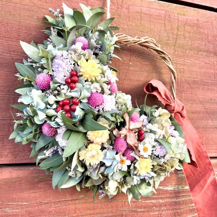 ユーカリ　紫陽花　リース