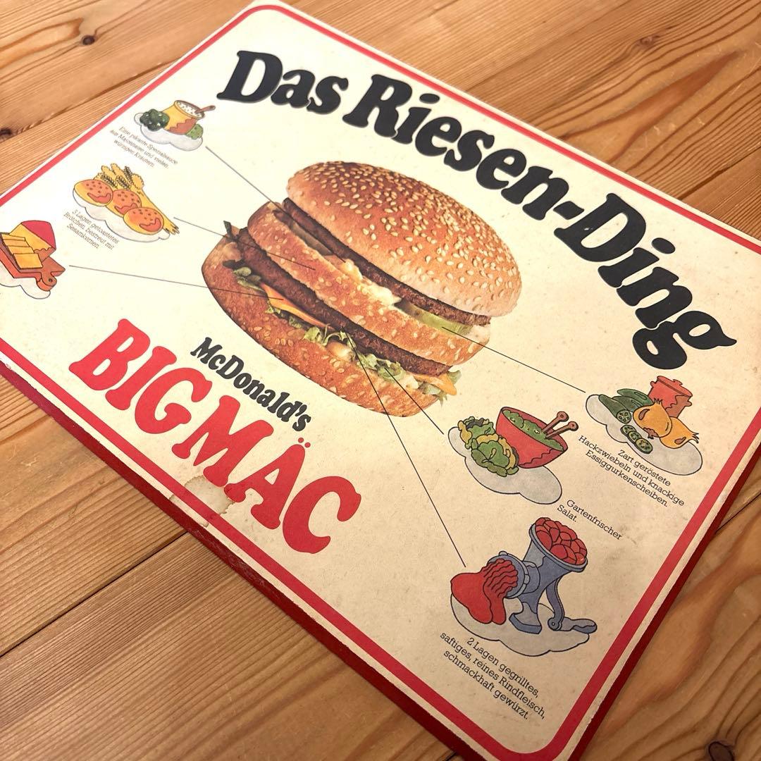 1977年　マクドナルド　ドイツ　BigMac 木製看板　ストアディスプレイ