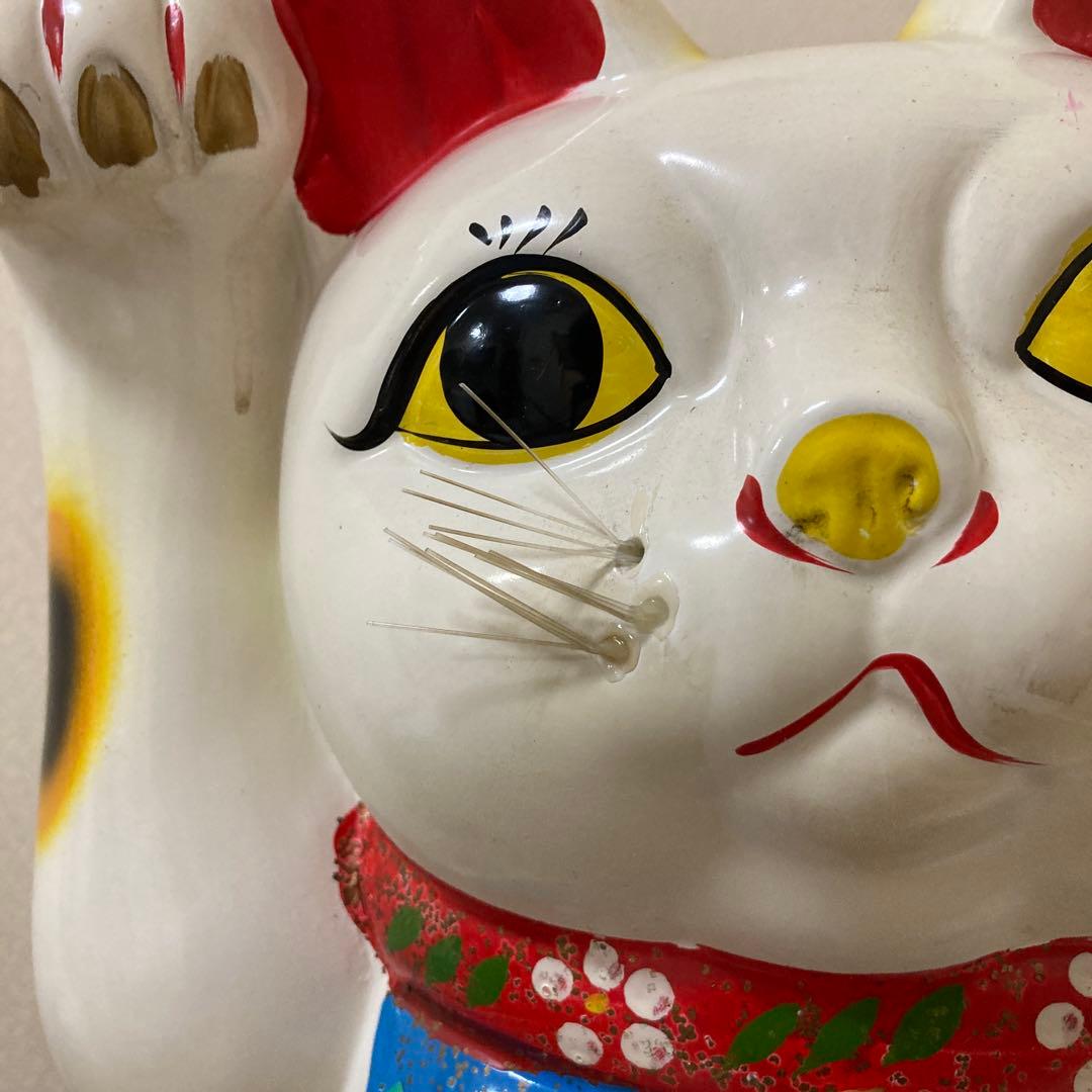 ・特大　古い招き猫　招福置物　貯金箱　千万両縁起物〈検 常滑焼　七福神　薬師窯