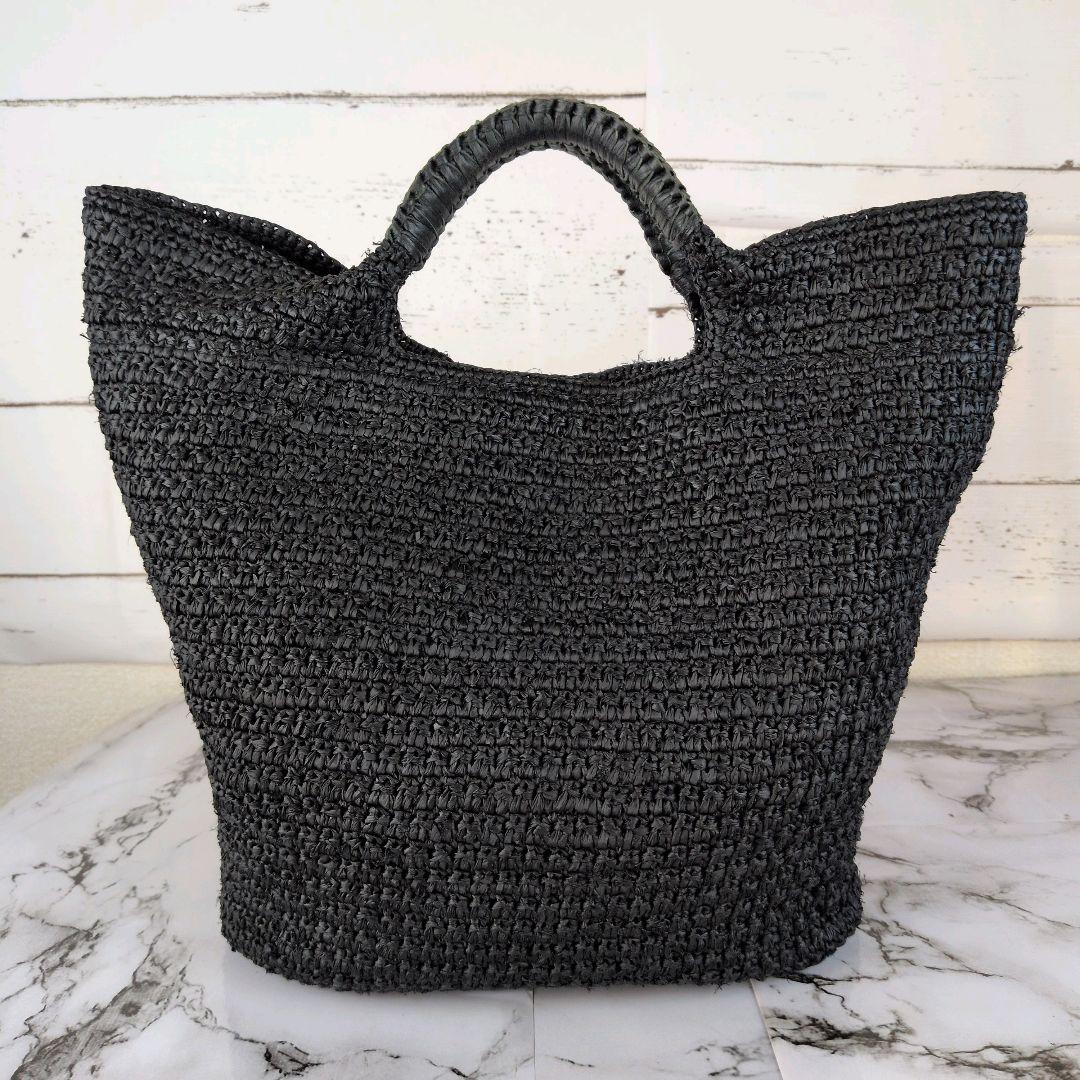 【極美品】ヘレンカミンスキー☆かごバッグ　ラフィア　A4 トートバッグ　ブラック