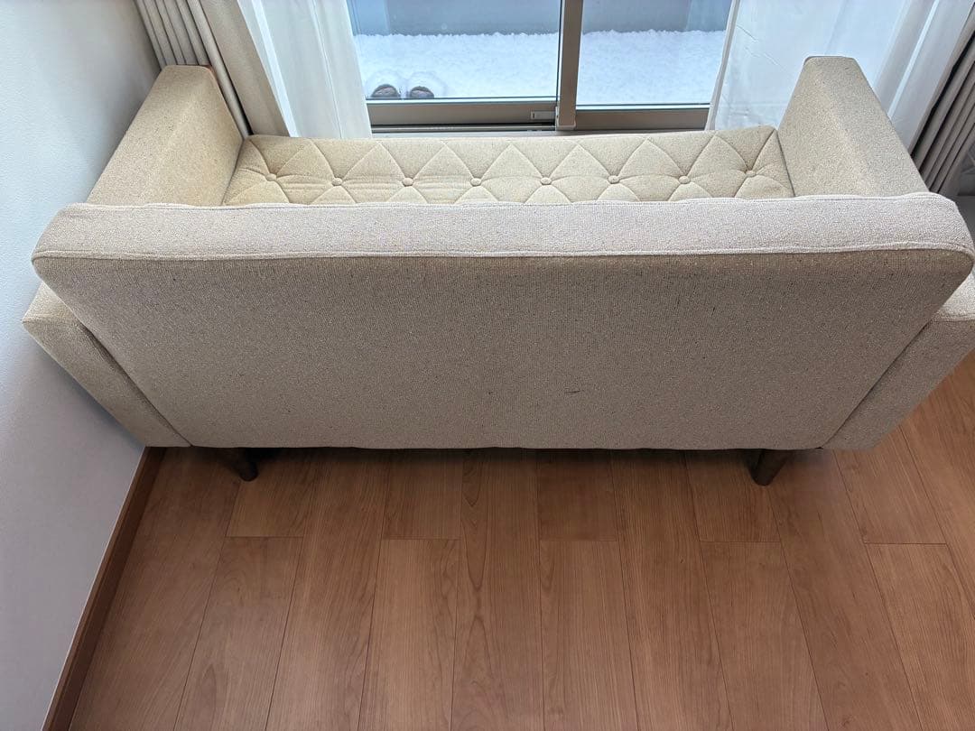 ベージュ ファブリックソファ 2人掛け