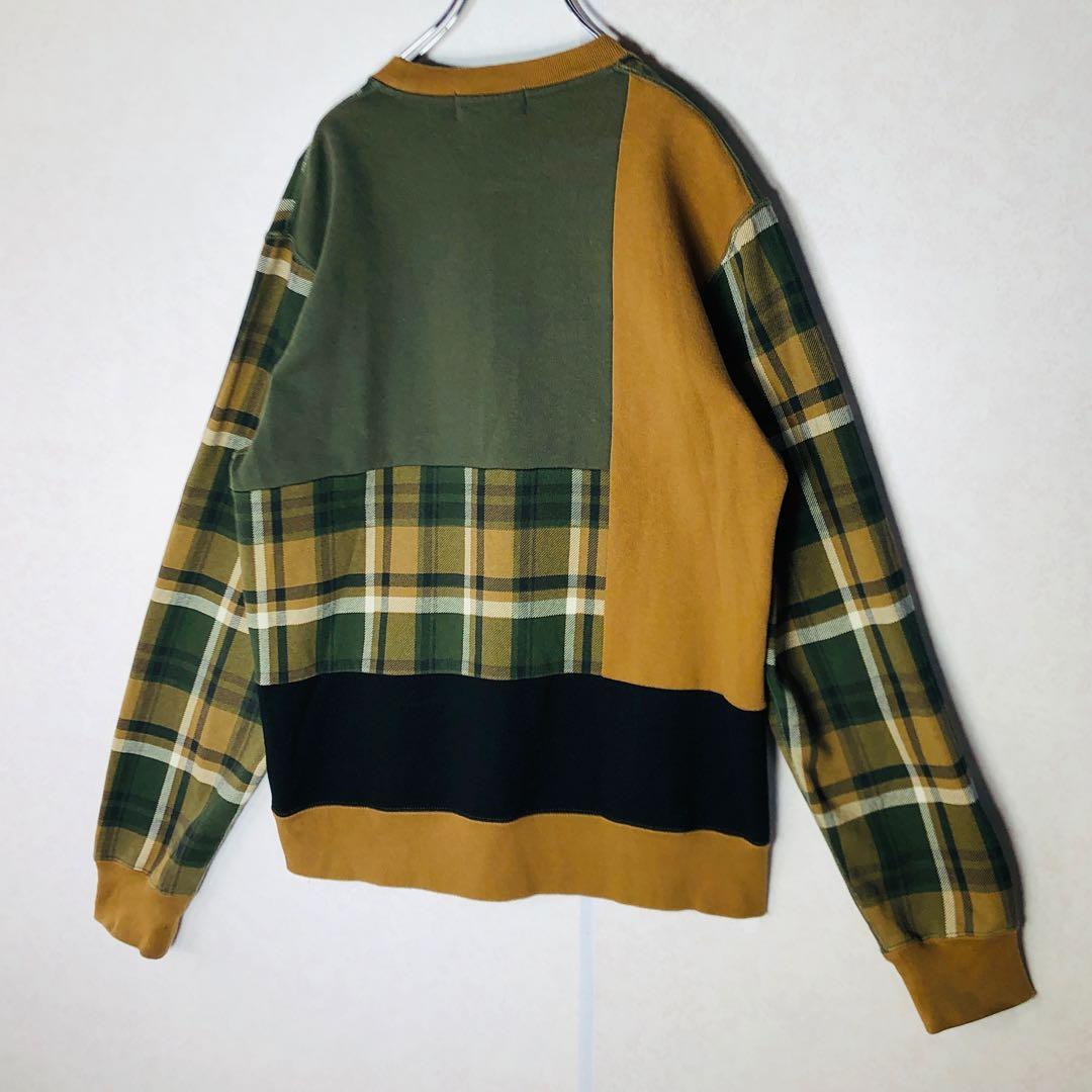 【希少デザイン】アベイシングエイプ チェック柄スウェット パッチワーク Lサイズ