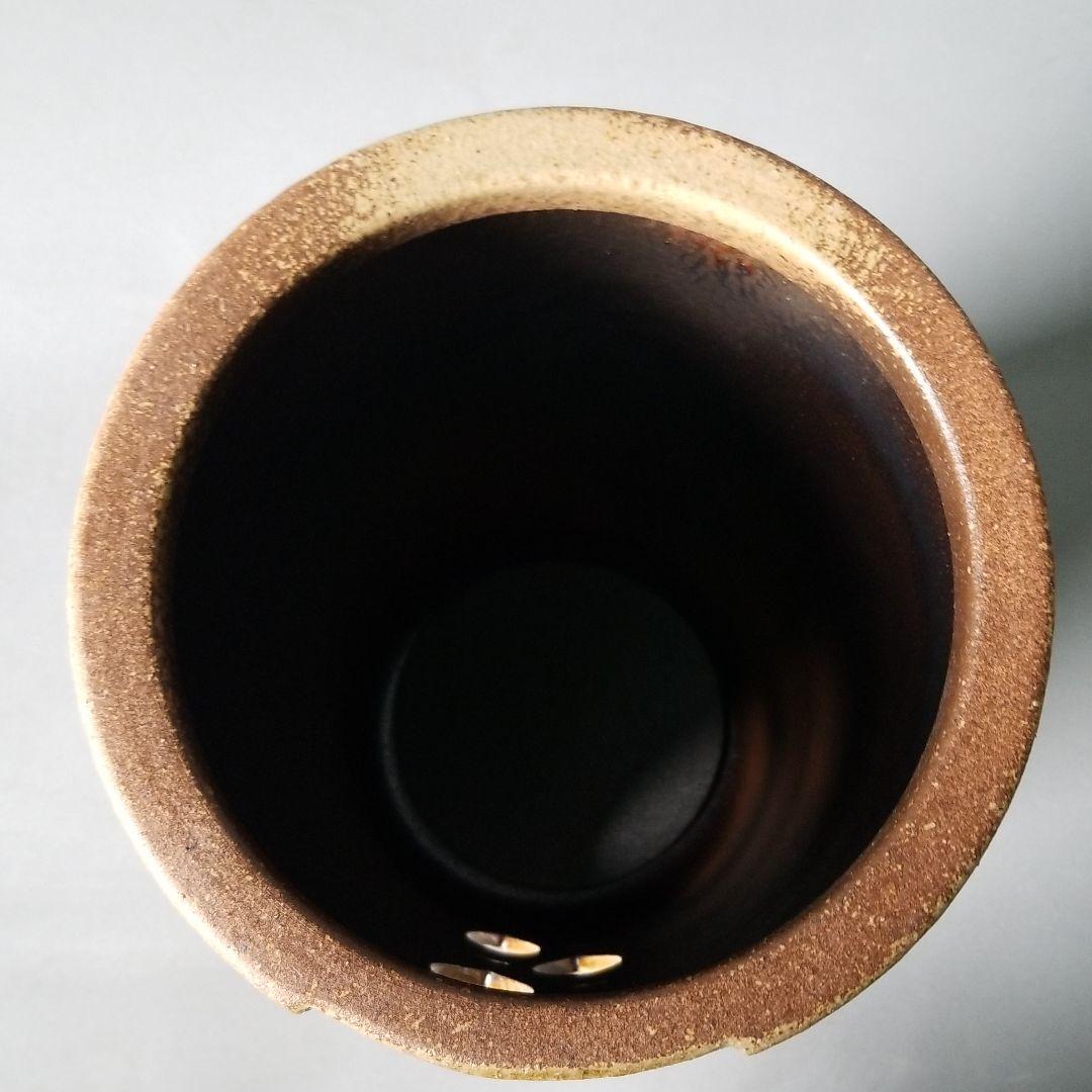 信楽焼傘立て 前茶彫 信楽焼 高さ４２cm