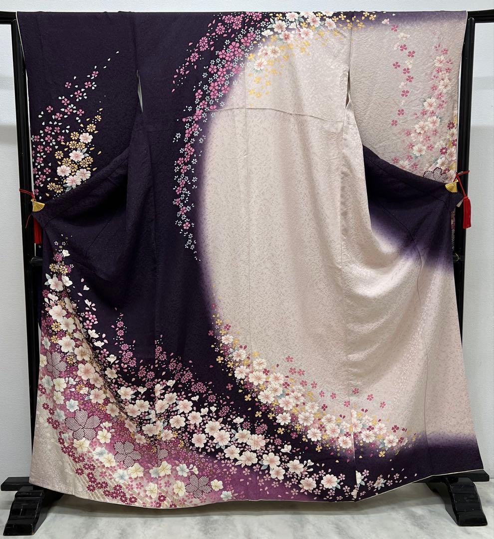 希少サイズ　振り袖　フルセット　長襦袢付　金彩加工　銀通し　長尺袋帯756