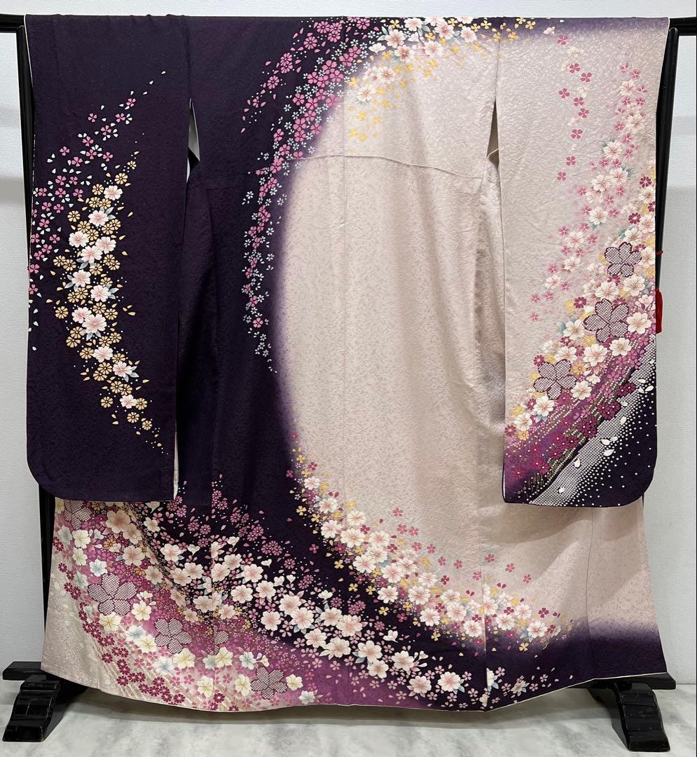 希少サイズ　振り袖　フルセット　長襦袢付　金彩加工　銀通し　長尺袋帯756