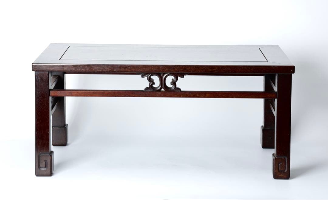 中国美術 細密彫刻 唐木 座卓 紫壇 香炉台 テーブル 机 時代物 骨董品