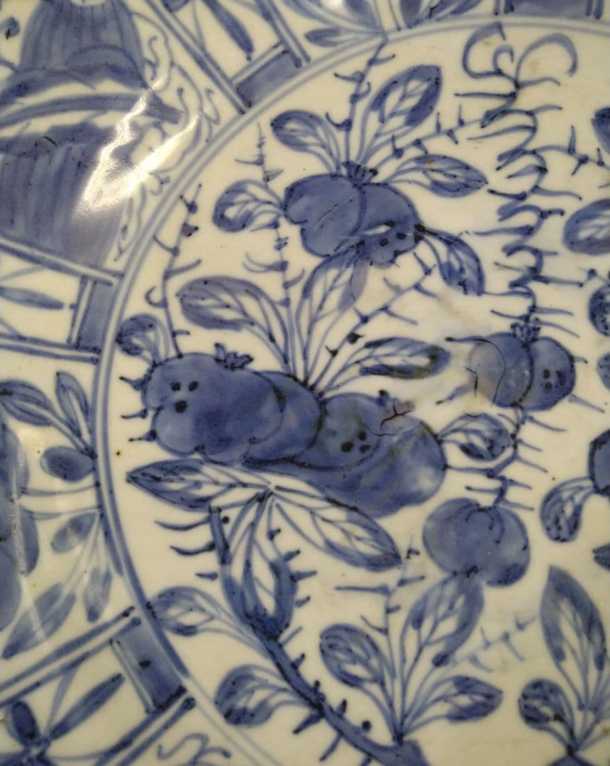 古伊万里藍九谷芙蓉手兜大皿 R103春