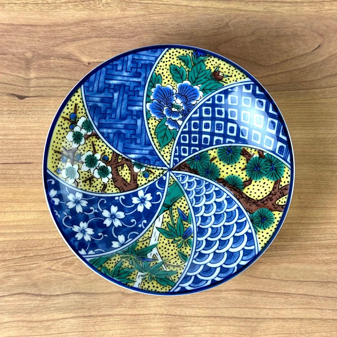 九谷焼　新品　5.5号皿揃　吉田屋松竹梅　中皿　5枚