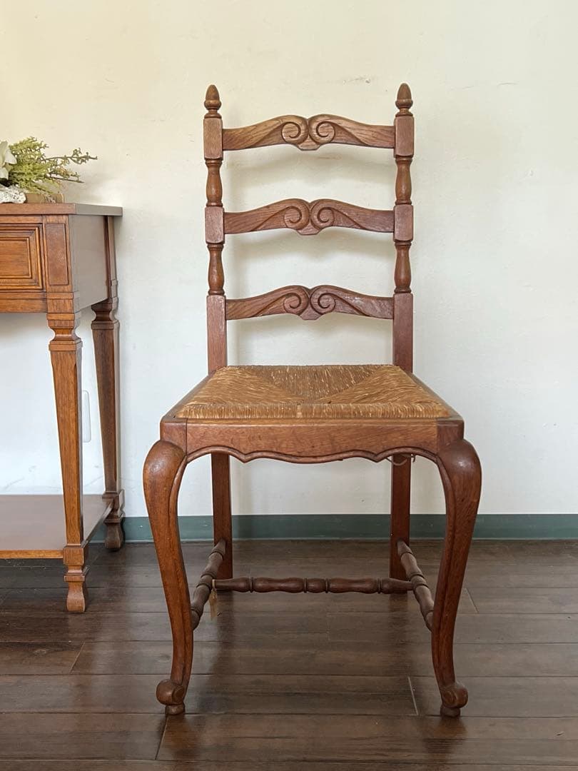 k194r124 フレンチアンティーク ラッシュシート ダイニングチェア 1脚