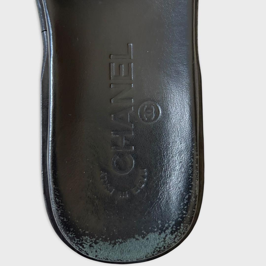 シャネル ココマーク フラットサンダル エナメル 23.5 箱付き