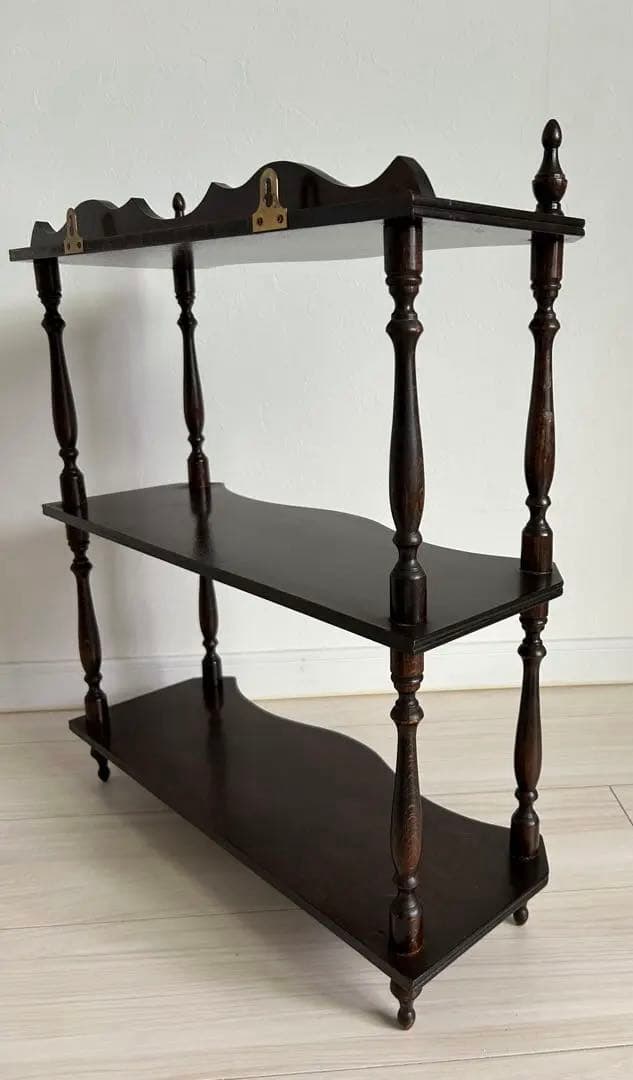 ナポレオンシェルフ　木製3段ラック ダークブラウン