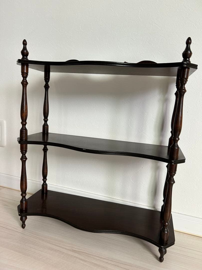 ナポレオンシェルフ　木製3段ラック ダークブラウン