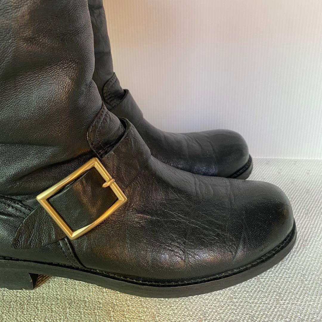 JIMMY CHOO イタリア製 ロゴプレート付 エンジニアブーツ37 1/2