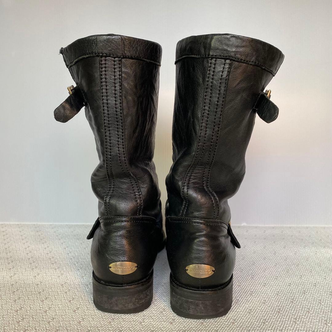 JIMMY CHOO イタリア製 ロゴプレート付 エンジニアブーツ37 1/2