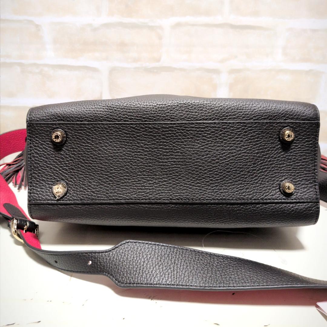 ★ココセリュックスゴールド 2WAY シボ革 バッグ スマホケース付 黒赤 新同