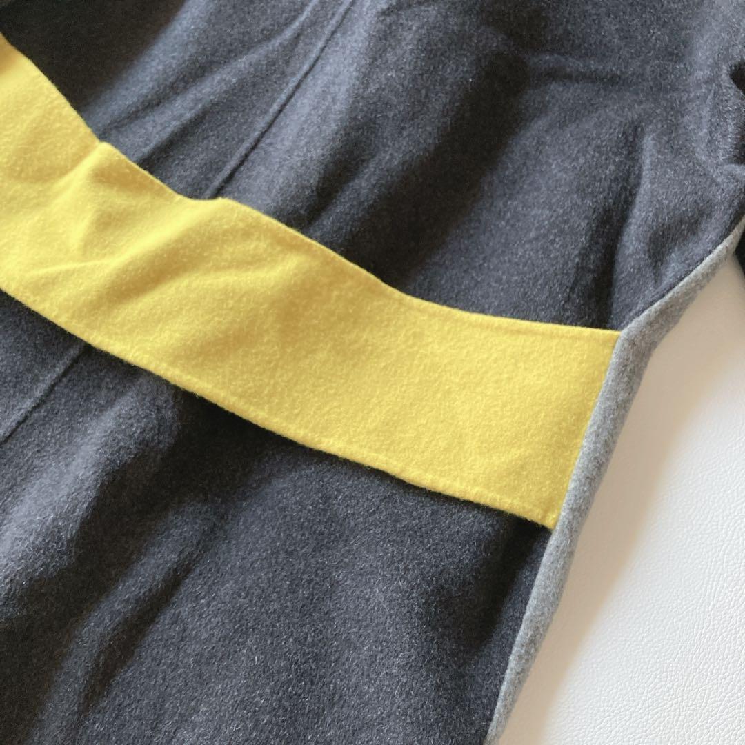 ルシェルブルー　ダブルフェイスミックスカラーコート　ウール　バイカラー　36