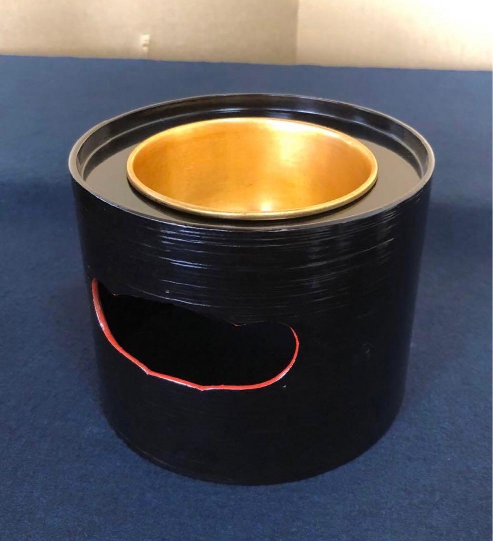 《R》黒塗内金 盃洗4客組 木製漆器 木箱 時代　251216お5