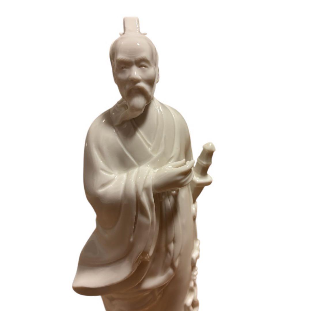 中国白磁 賢人 仙人 置物 24cm