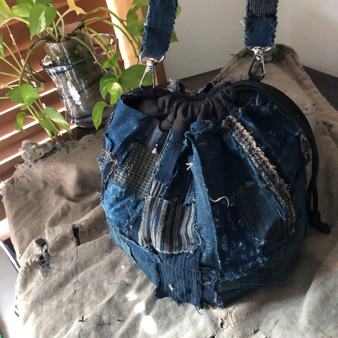 作って見ませんか稀に見る襤褸とミナで巾着袋/ミナペルホネン/藍染