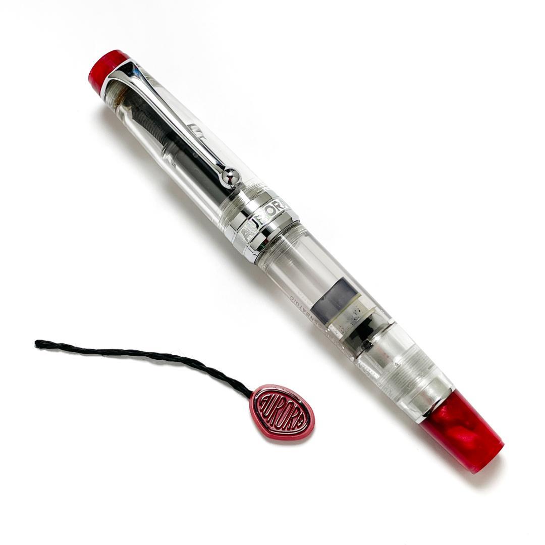 きれい アウロラ 万年筆 限定品 オプティマ デモンストレーター レッド F