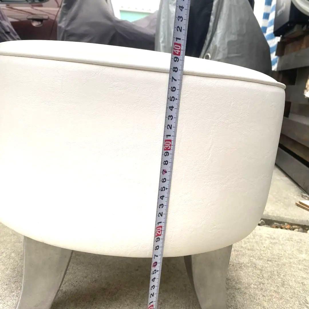 ホワイト　オーバル　オットマン 合皮　おしゃれ　インテリア　店舗　展示場