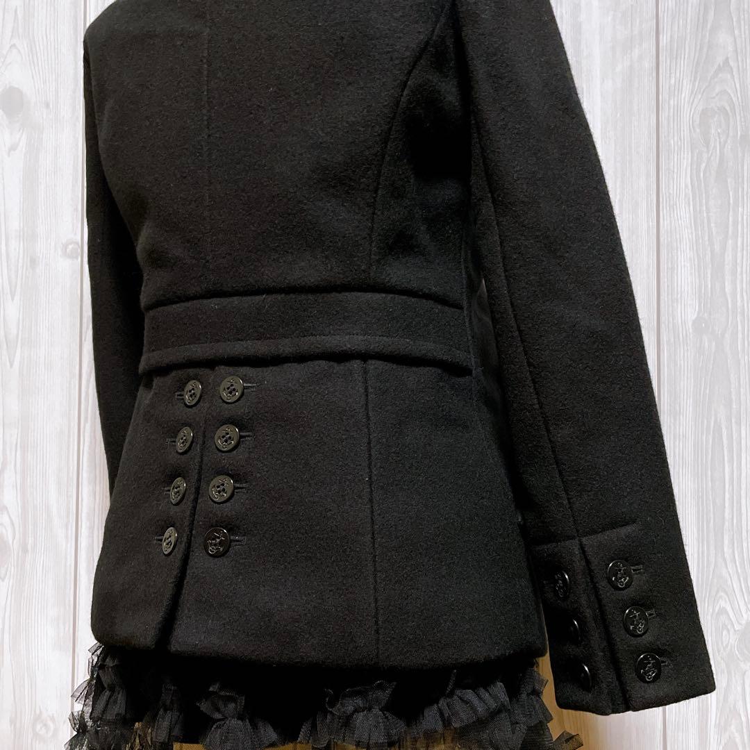 ピーコート 裏地ボア ウール 黒 平成ギャルy2k ダークコア パンク nana