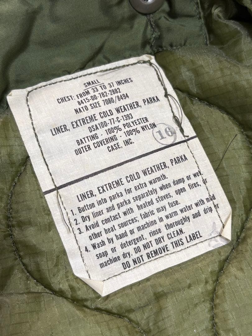 ★希少！Sサイズ★ 米軍実物 M-65フィッシュテールパーカー フルセット