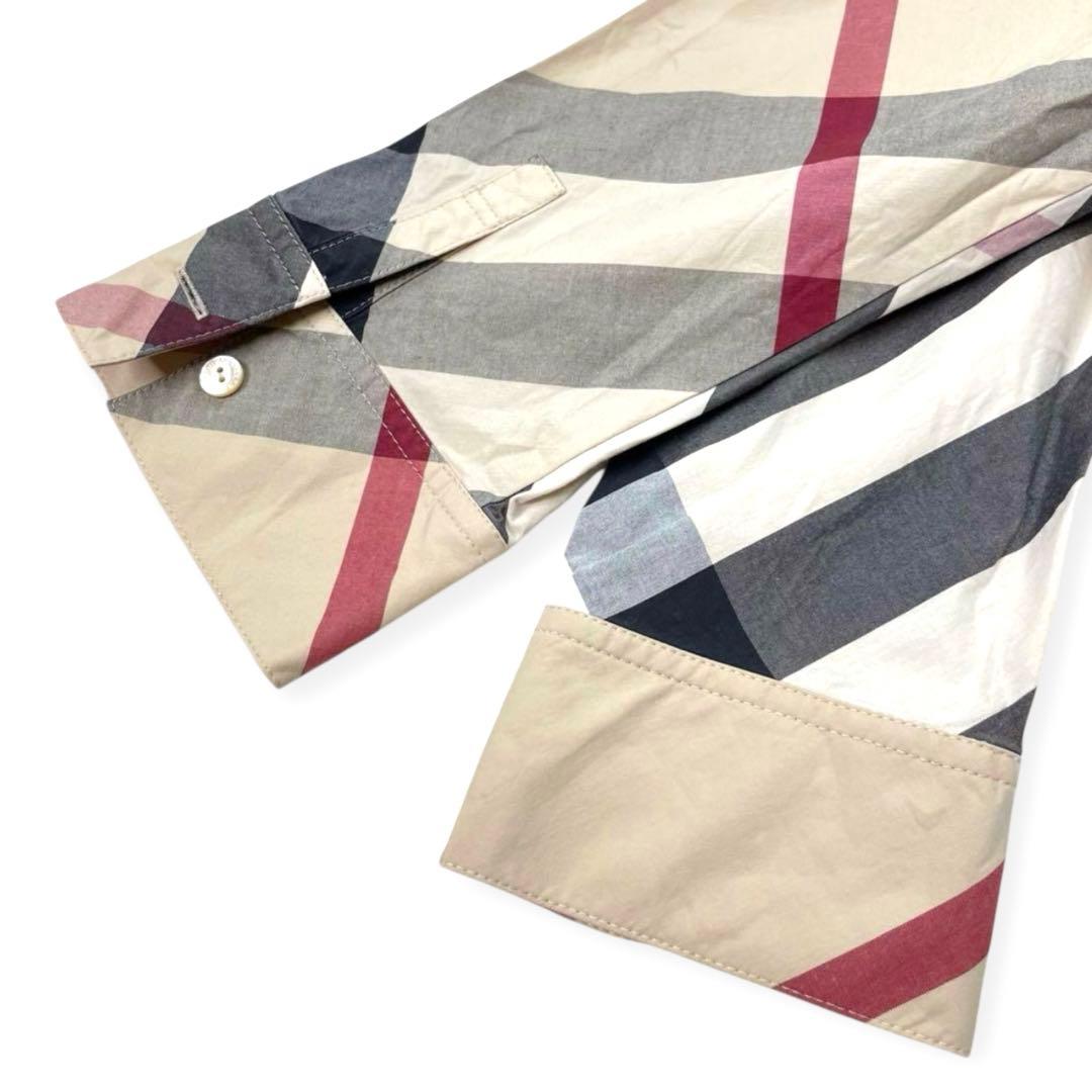 極美品 BURBERRY バーバリー 刺繍ロゴ メガチェック ノバチェックシャ