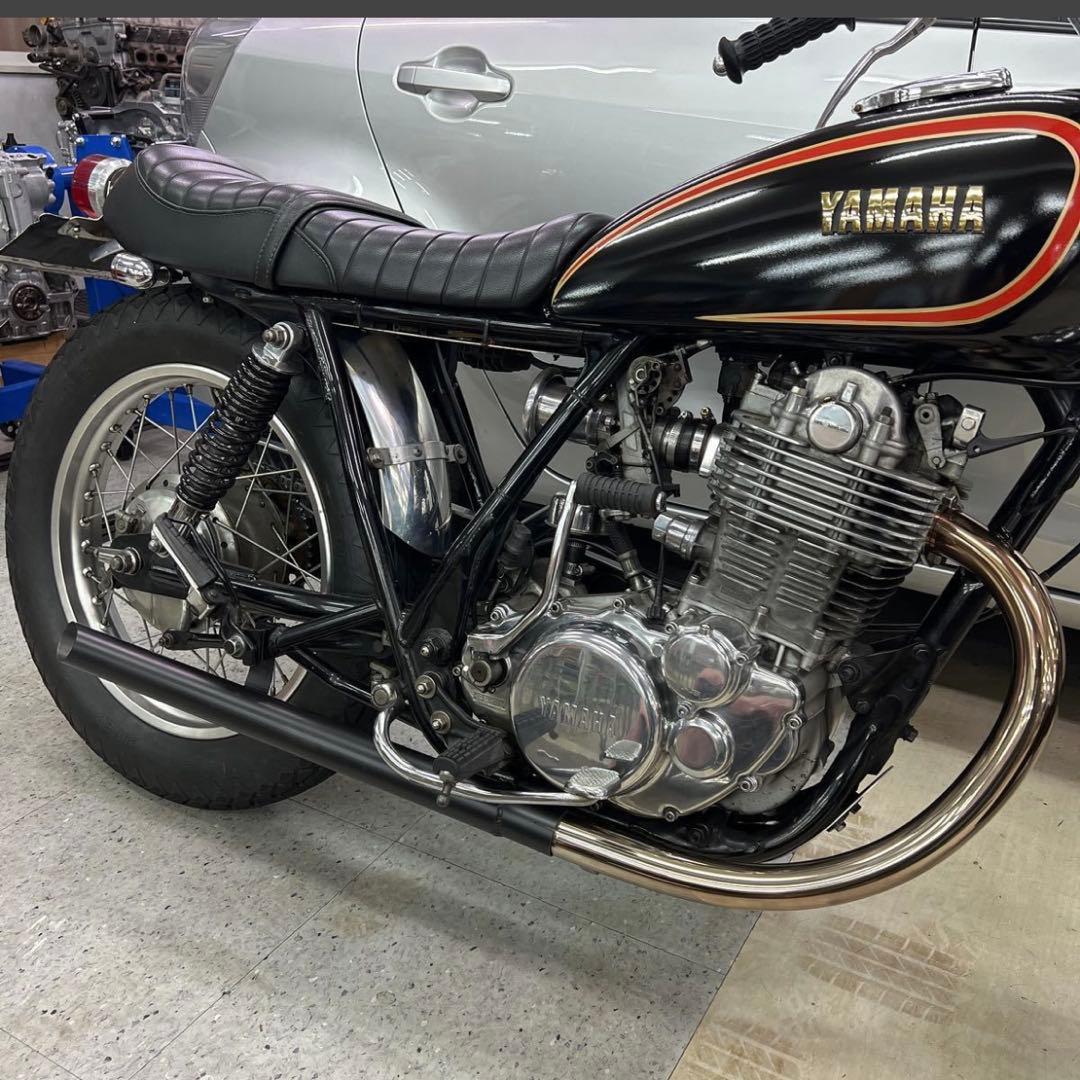 ワンオフ　SR400 ショート菅　ドラッグパイプスラッシュカットマフラー