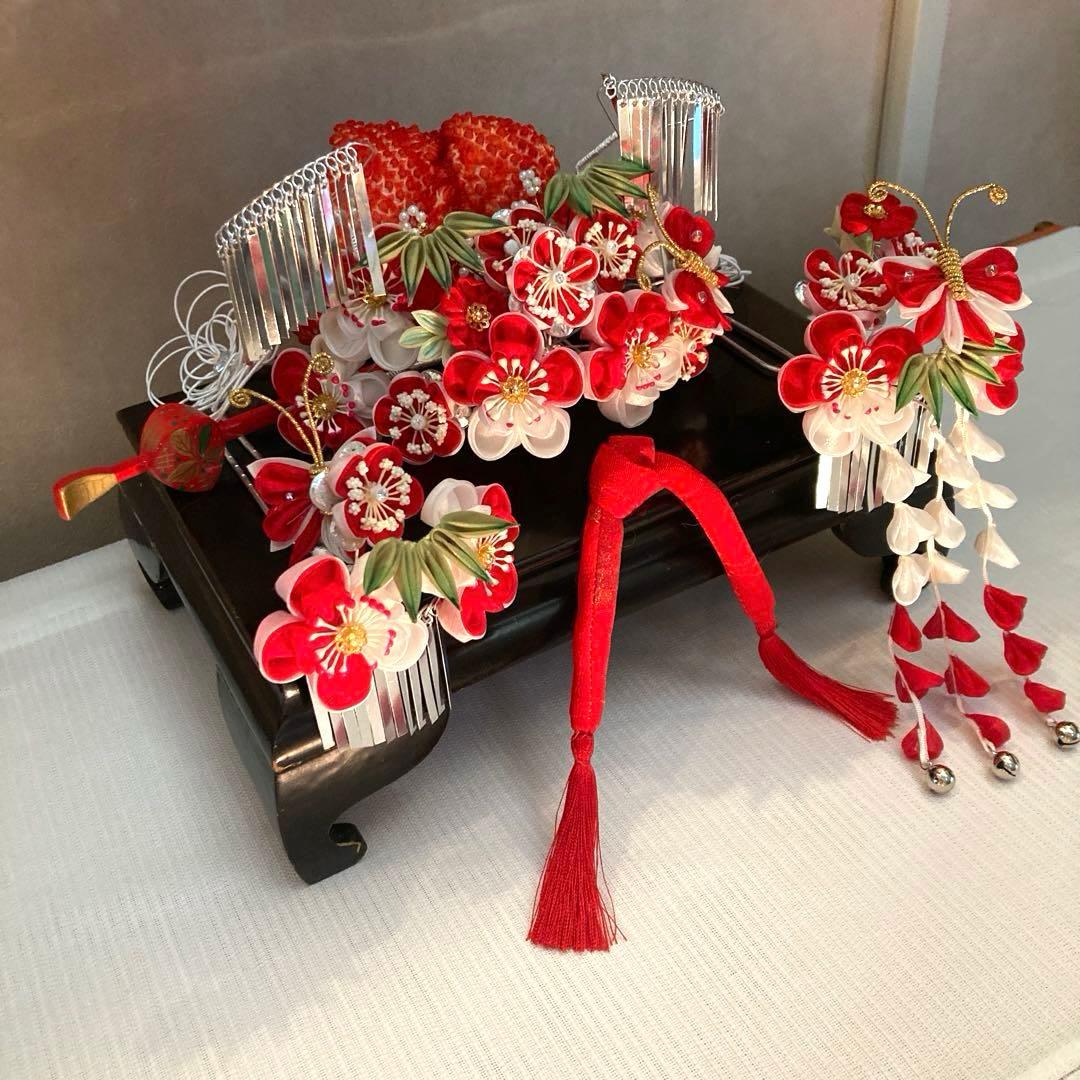 専用　勝山 classical beauty 梅竹蝶　1本挿　Uピン簪　水引簪