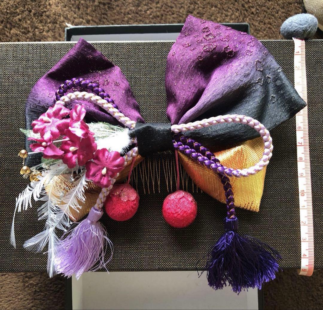 7歳　七五三　着物　結び帯　上げ帯　バッグ　草履　はこせこ　髪飾り　セット