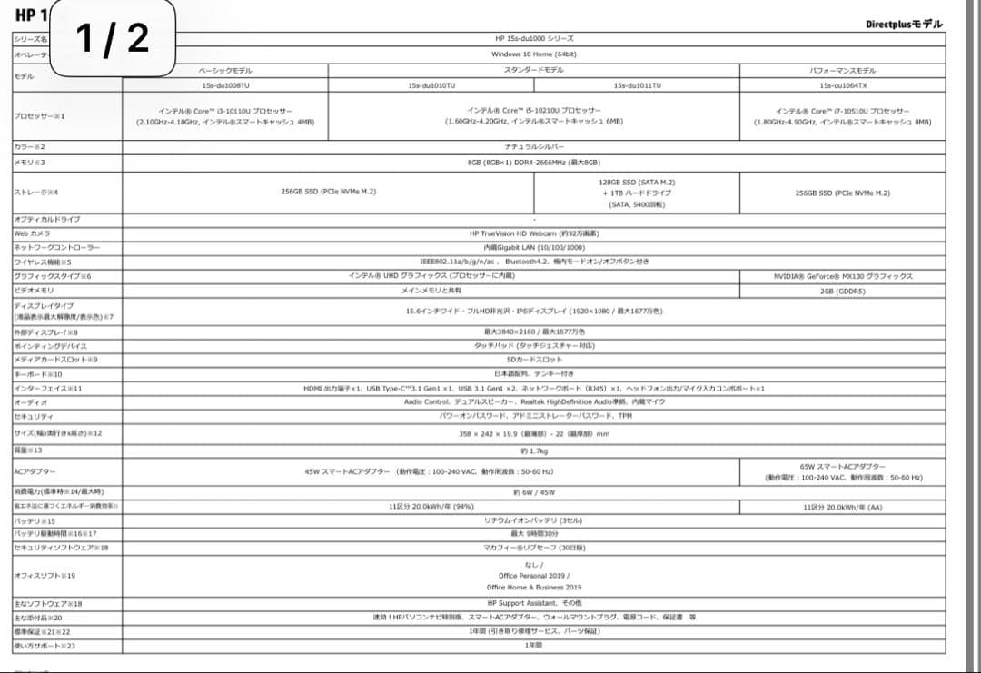 早い者勝HP Laptop Model 15s-du1011TU ノートパソコン