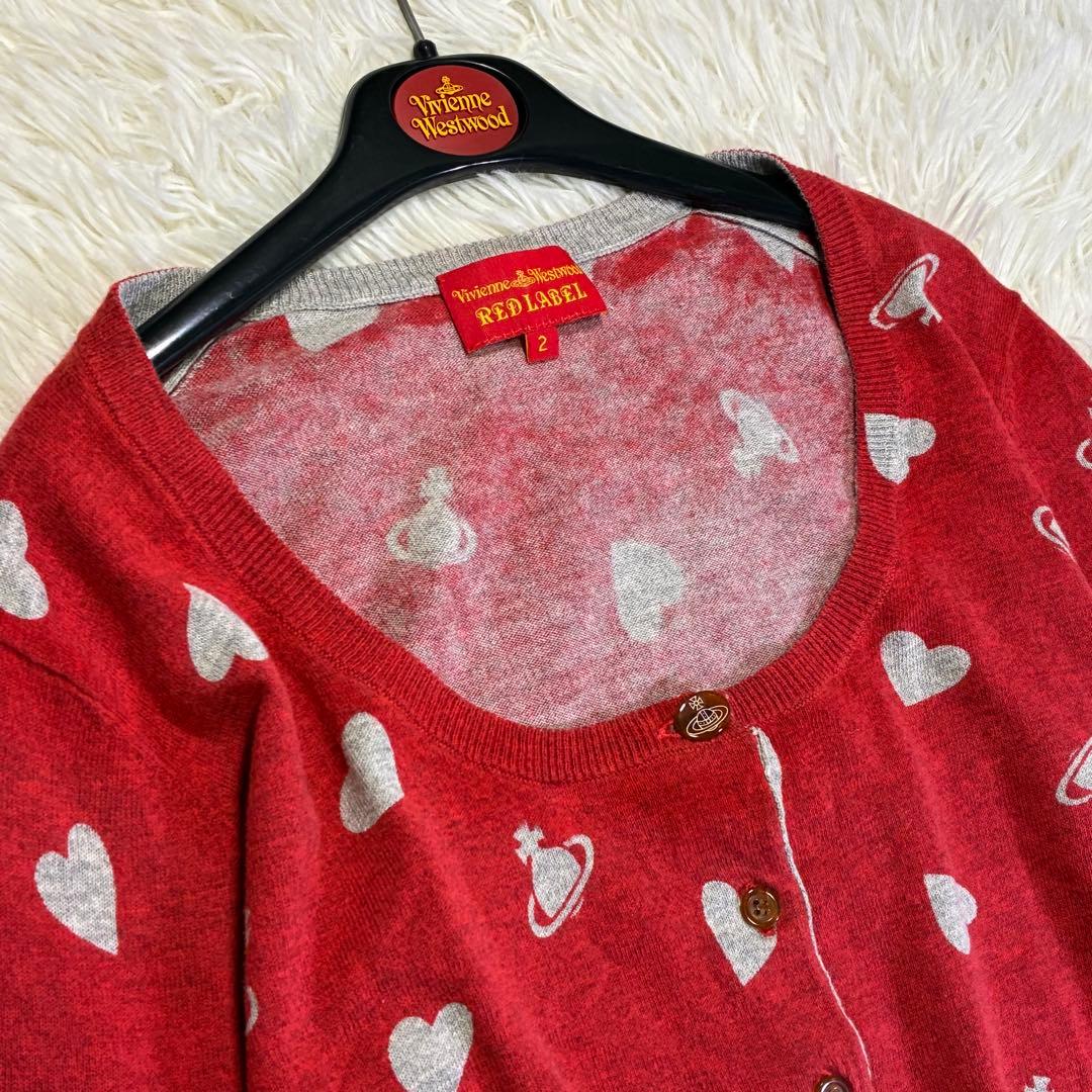 ヴィヴィアンウエストウッド カーディガン 総柄 オーブ ハート オーブ釦