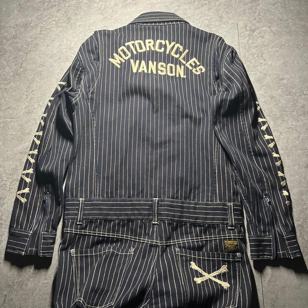 美品 VANSON つなぎ ウォバッシュストライプ M 送料無料