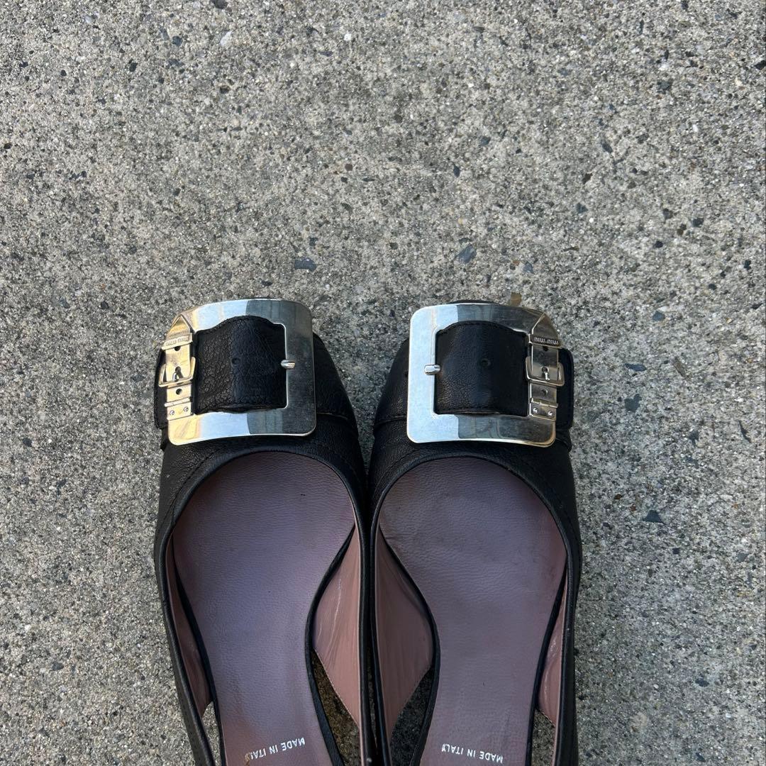 靴 miumiu archive vintage backflatshoes