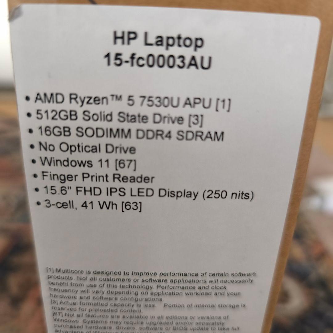 HP 15-fc Ryzen5 16GB　512GB SSD 15.6型ワイド